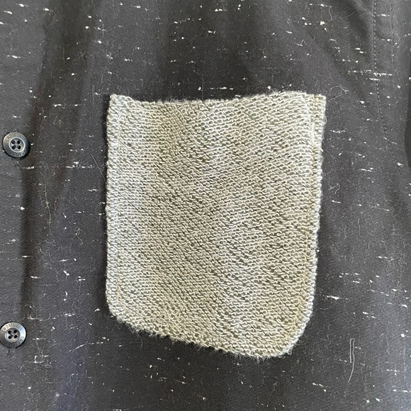 Cromwell Men’s Black w White Specks & White Pocket Short Sleeve Button Up Shirt - Picture 3 of 7